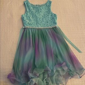 Kids Lace and Chiffon Dress - Blue and Purple